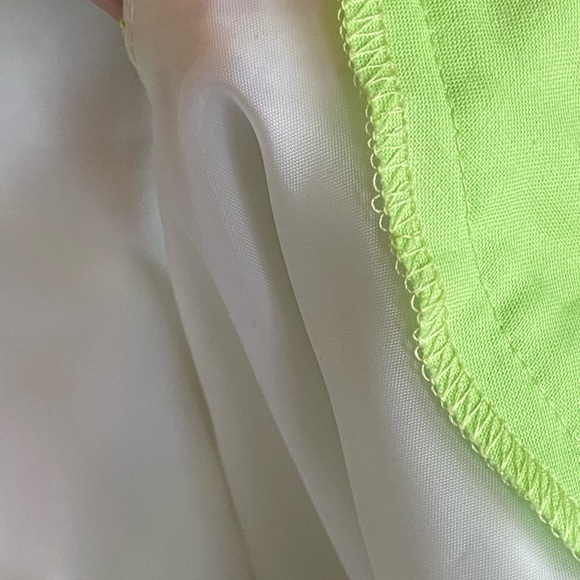 12 MAGGIE BREEN TOO LINED SHIFT DRESS WHITE LIME GREEN TRIM AND EMBROIDERY ZIP - Picture 13 of 16